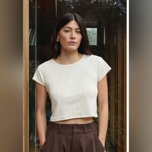 SOLD// First Rite Crop Pointelle Tees